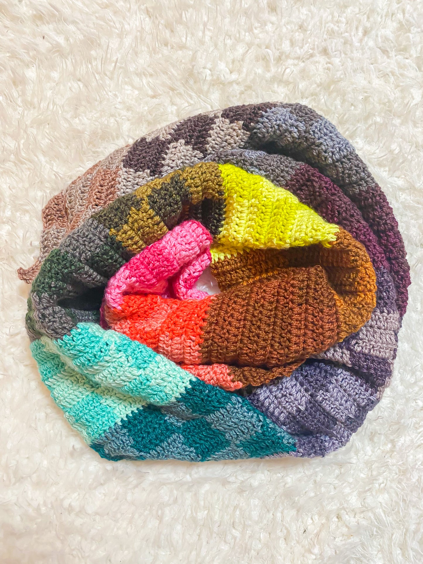 Polychrome Checkered Scarf // Crochet Pattern PDF