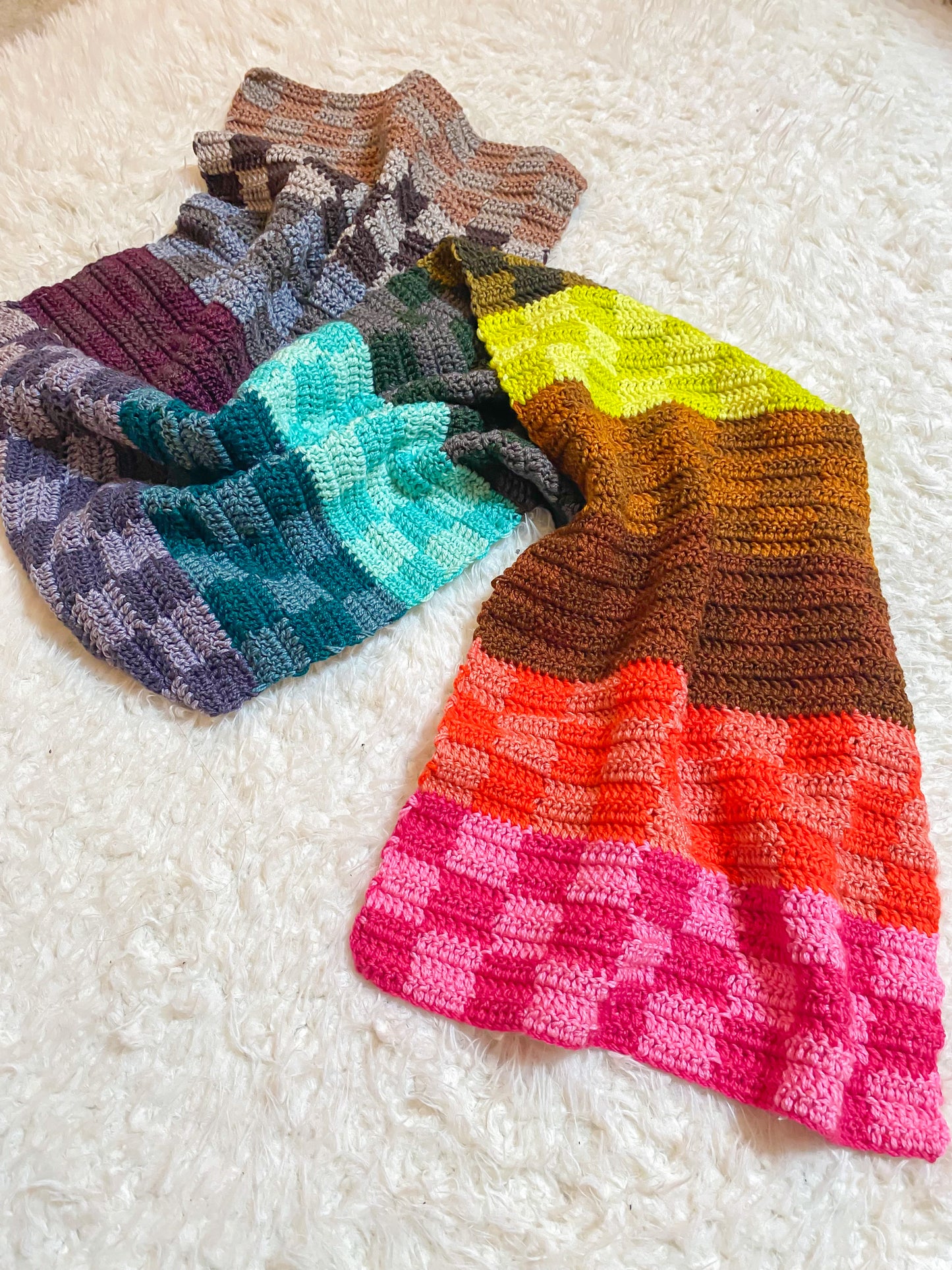 Polychrome Checkered Scarf // Crochet Pattern PDF